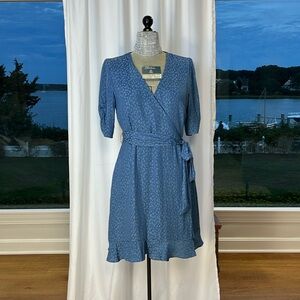 1.STATE Slate blue V neck dress sexy fun sophisticated. Side zip , waist tie